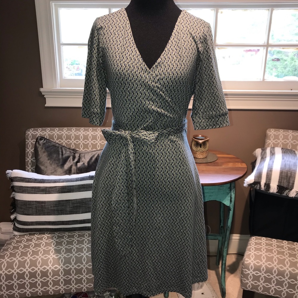 Toad & Co Green Patterned Wrap Dress